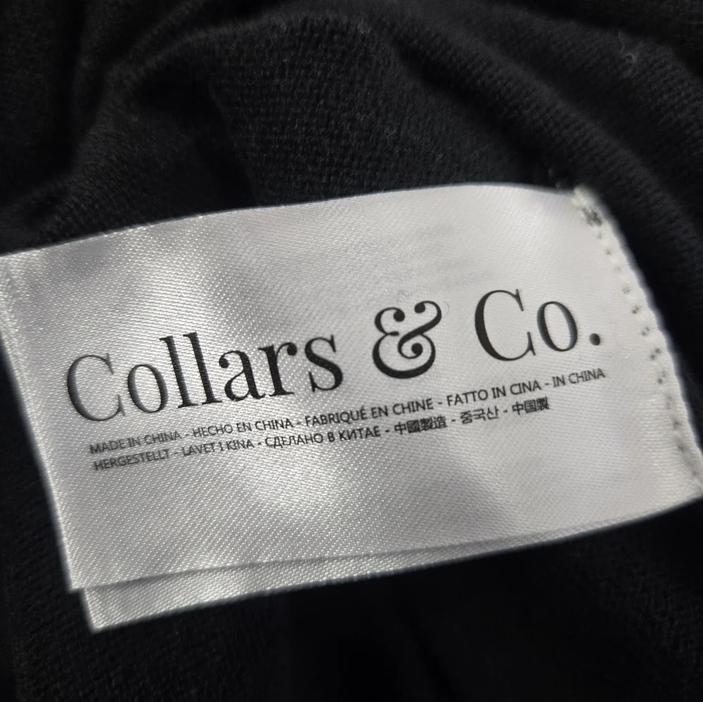 Collars and Co Men's Large Black Touch Cotton and Cashmere V-Neck Sweater